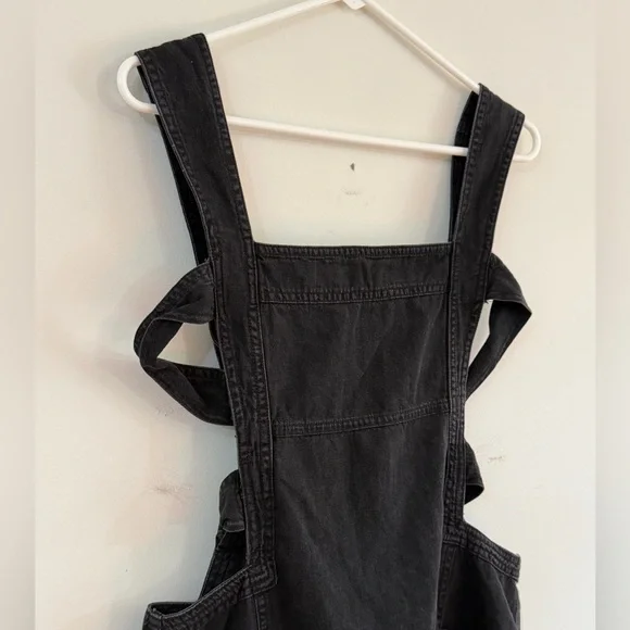 Anthropologie Pilcro  Women’s Medium Denim Black Overalls Mini Dress Boho Jean - Picture 5 of 12